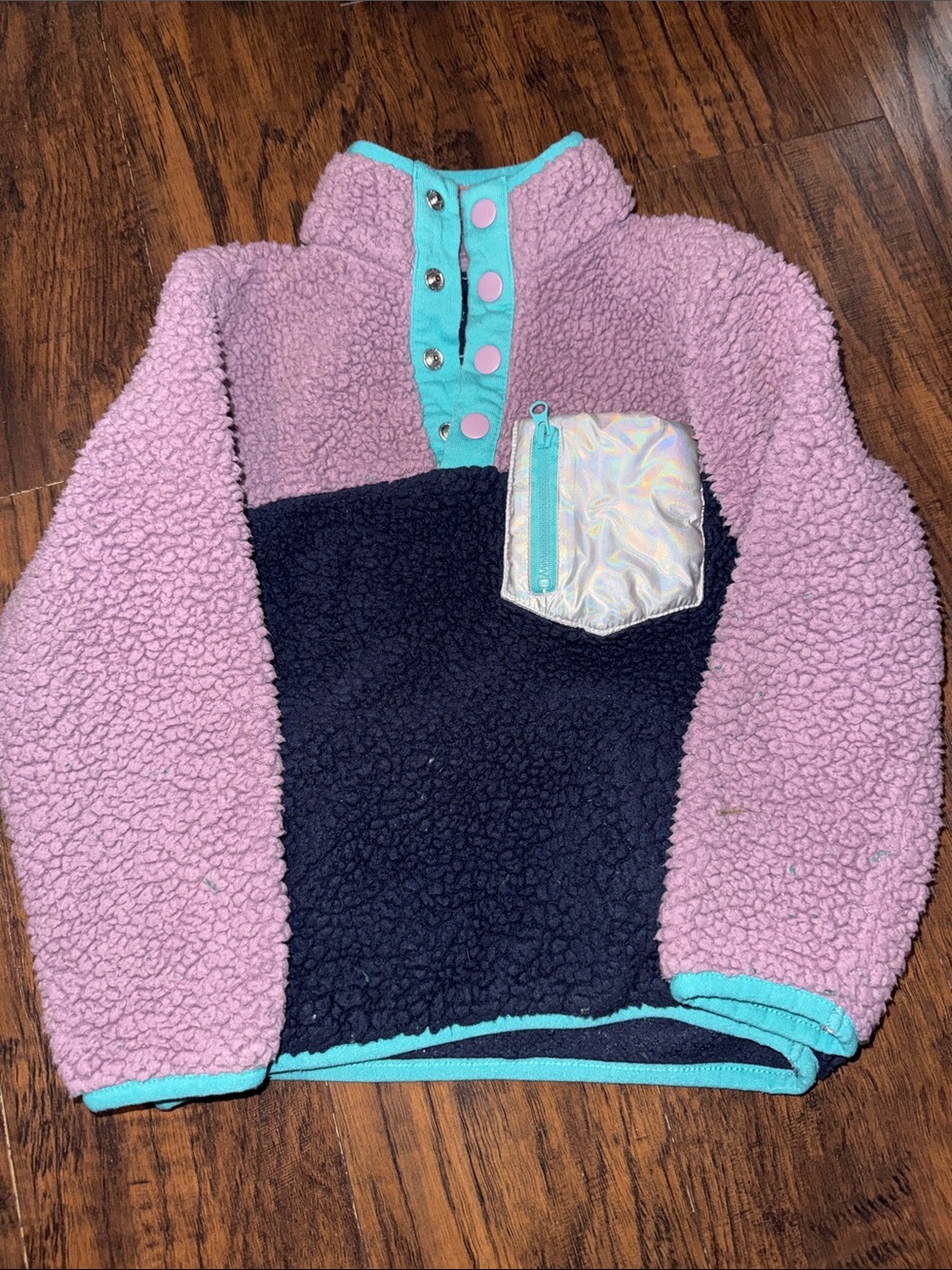 Andy & Evan Pink, Navy & Aqua Sherpa Pullover Hoodie